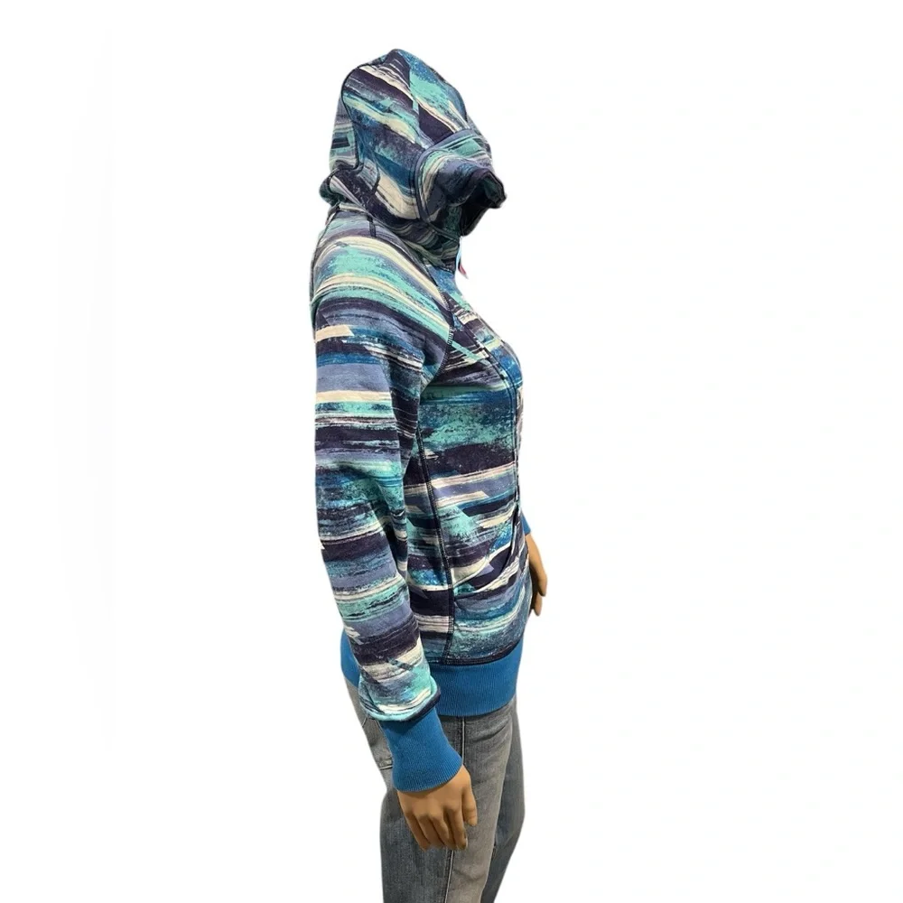 IVIVVA BY LULULEMON GIRLS FULL ZIP UP HOODIE JACKET BLUE PRINT Size 12
